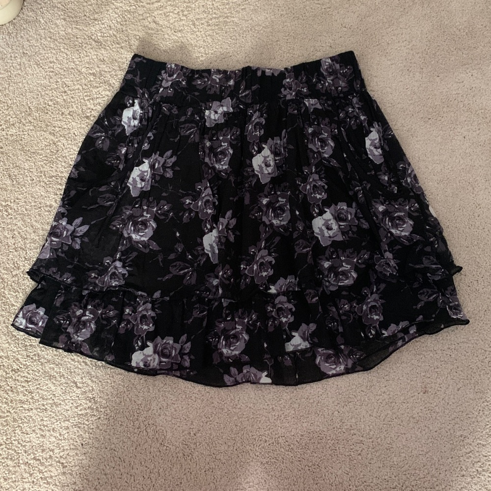 Black Floral Skirt